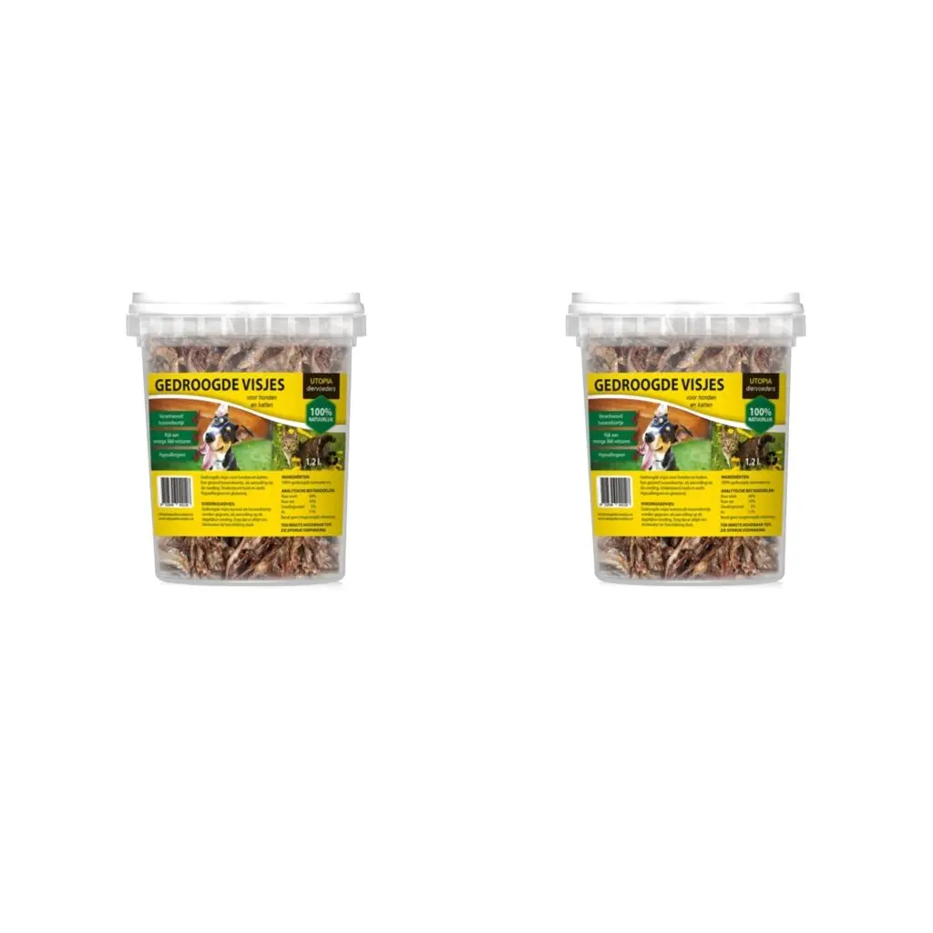 Utopia gedroogde visjes voor hond en kat 1,2 l – multipack 2 stuks
