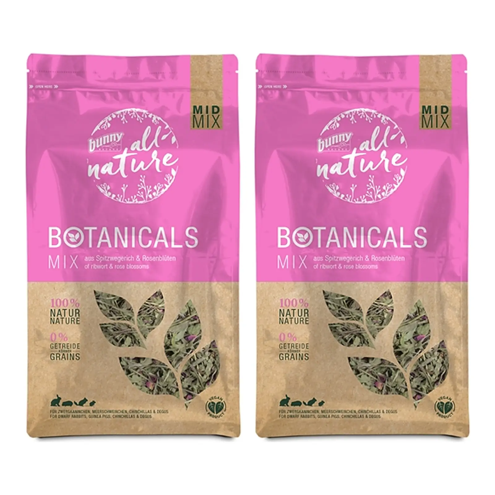 Bunny Nature Botanicals Midi Mix smalle weegbree 120 g – multipack 2 stuks - Afbeelding 1
