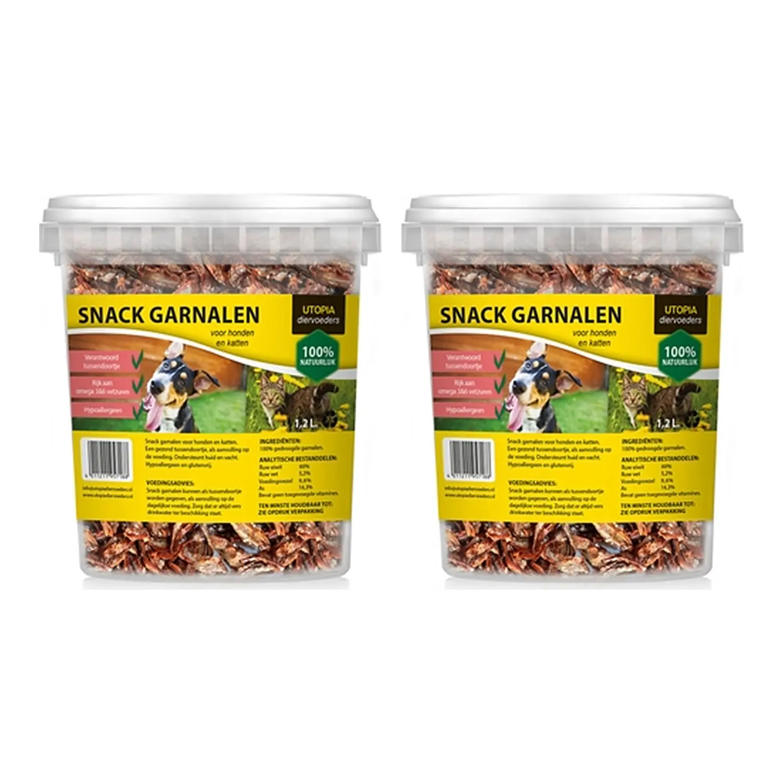 Utopia gedroogde garnalen voor hond en kat 1,2 l – multipack 2 stuks - Afbeelding 1
