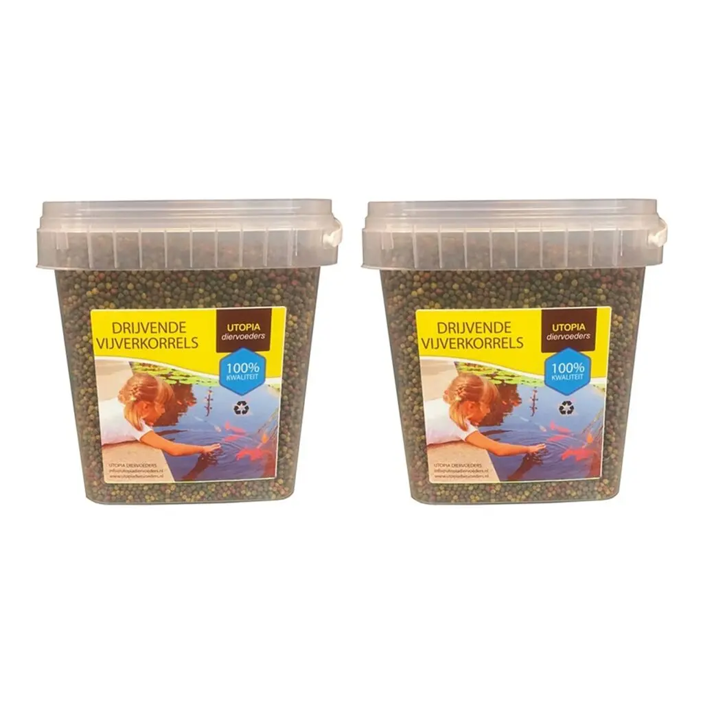 Utopia drijvende vijverkorrel 3 mm 1 kg – vijvervissen – multipack 2 stuks
