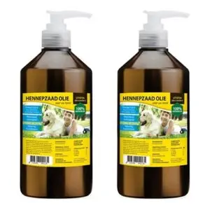 Utopia Diertotaal hennepzaadolie met pompje 1 l – multipack 2 stuks - Afbeelding 1