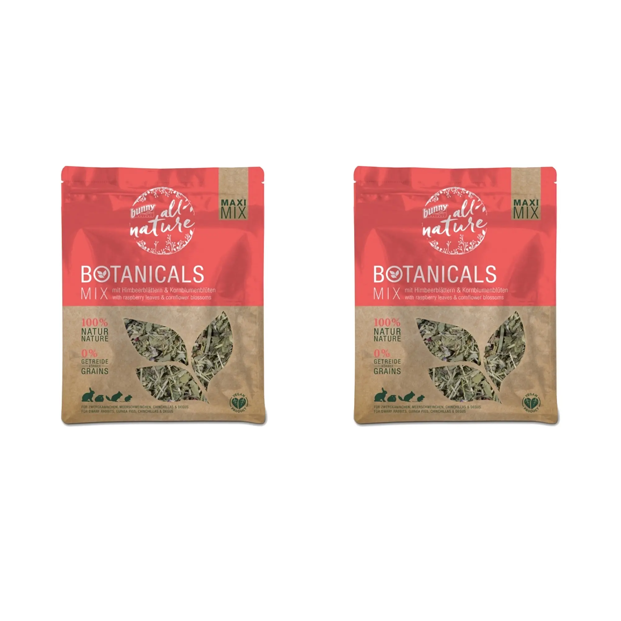 Bunny Nature Botanicals Maxi Mix frambozenblad 400 g – multipack 2 stuks - Afbeelding 1