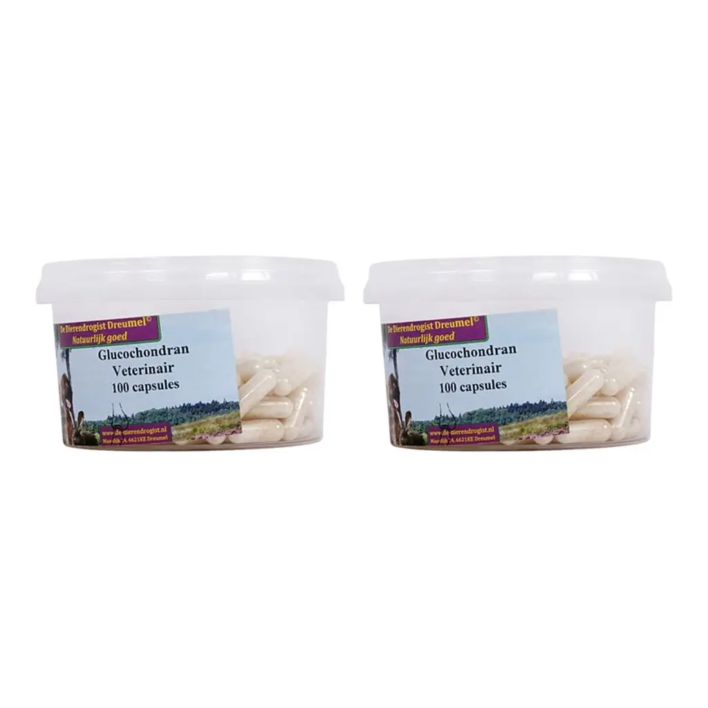 Dierendrogist Glucochondran capsules 100 stuks – 2 stuks, gewrichten, hond en kat (multipack)