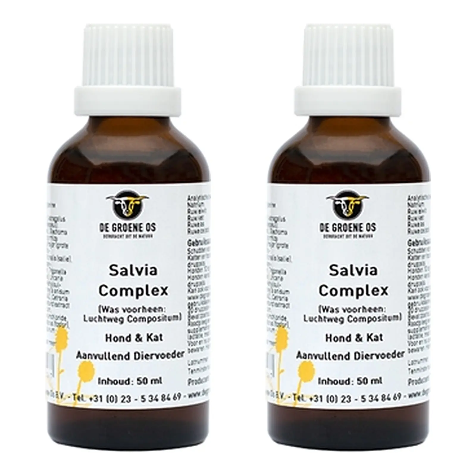 De Groene Os Salvia Complex 50 ml – 2 stuks, luchtwegen, hond en kat (multipack) - Afbeelding 1