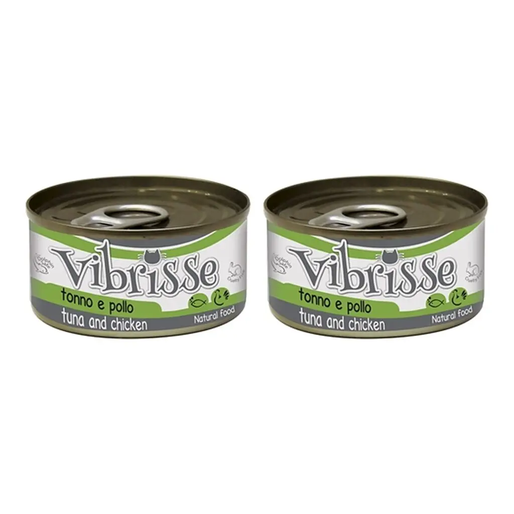 Vibrisse kattenvoer tonijn en kip 24 x 70 g – 2 stuks, aanvullend natvoer (multipack)