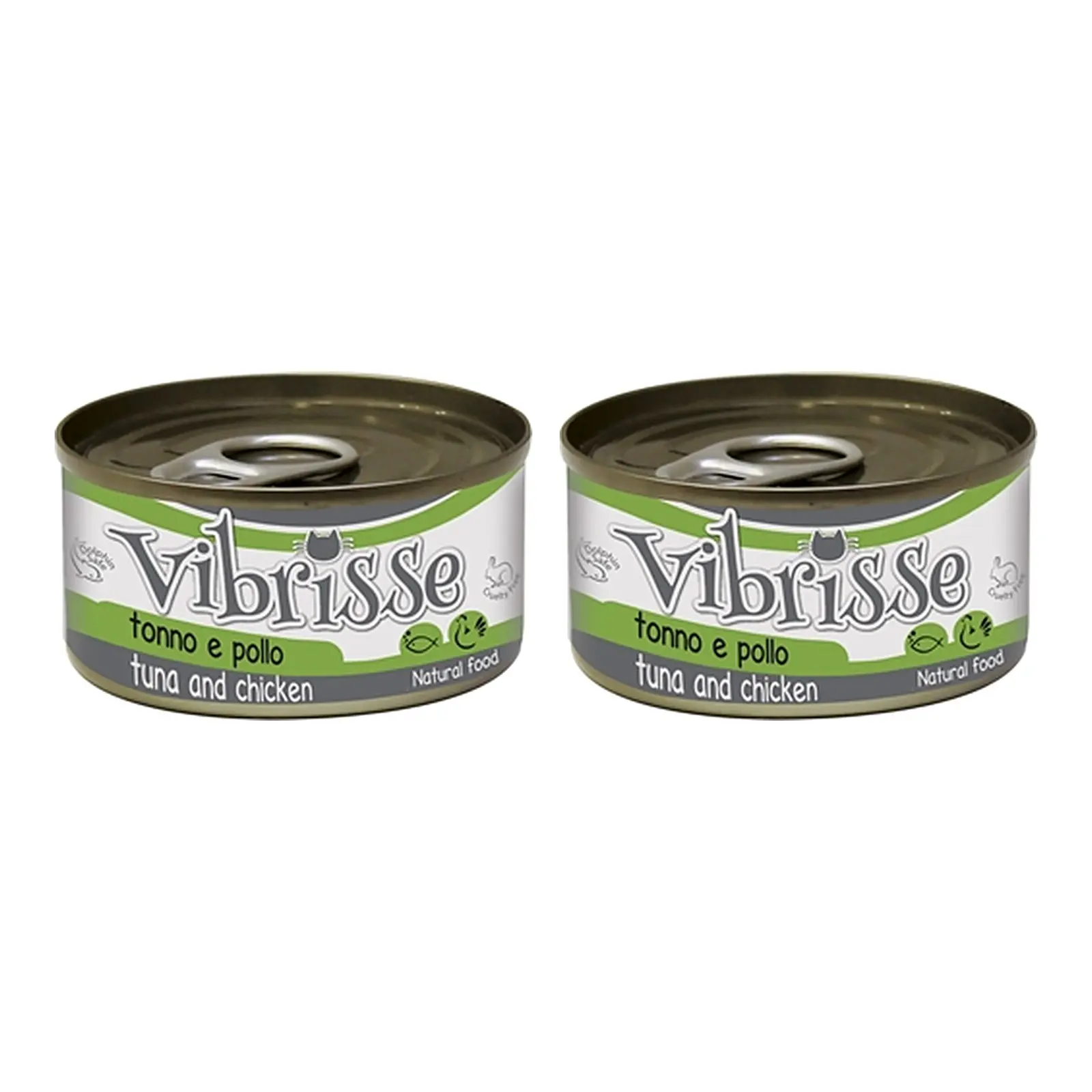 Vibrisse kattenvoer tonijn en kip 24 x 70 g – 2 stuks, aanvullend natvoer (multipack) - Afbeelding 1