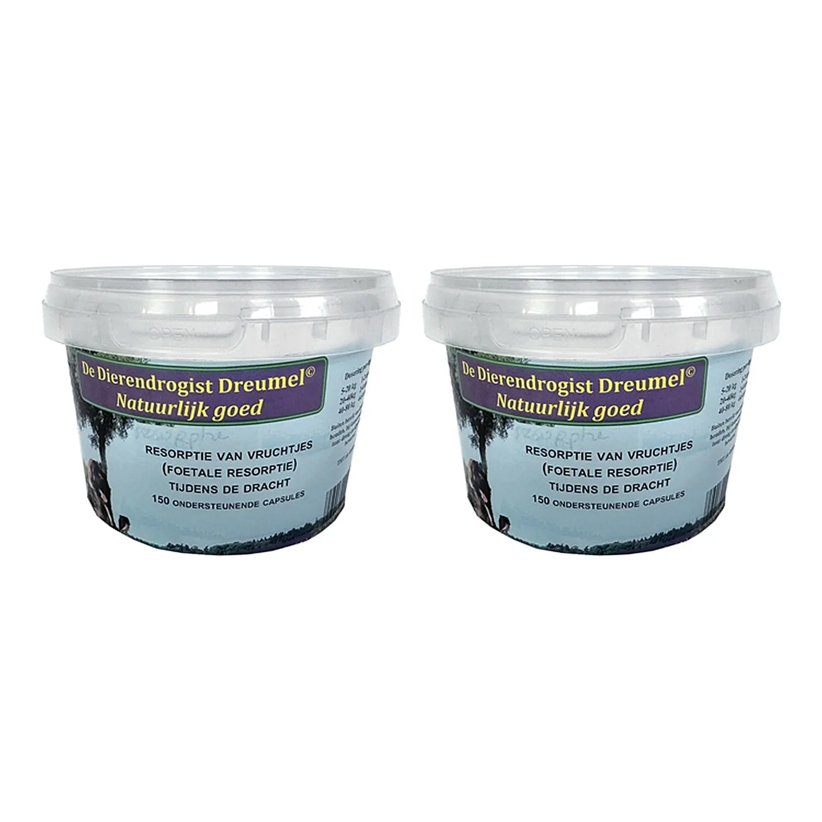 Dierendrogist resorptie van vruchtjes capsules 150 stuks – 2 stuks, voor teven (multipack) - Afbeelding 1