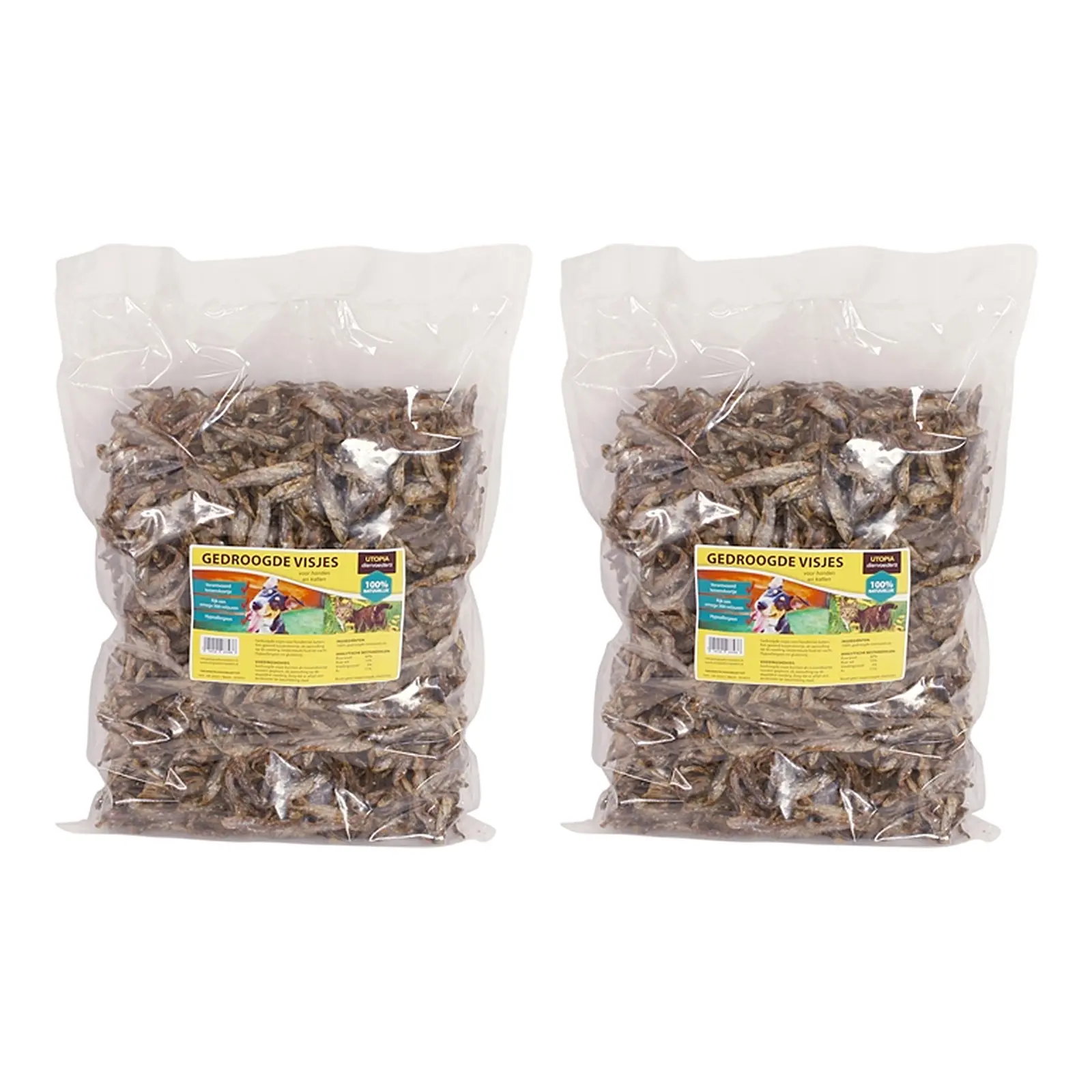 Utopia gedroogde visjes hond en kat 1 kg – 2 stuks, hypoallergeen (multipack) - Afbeelding 1