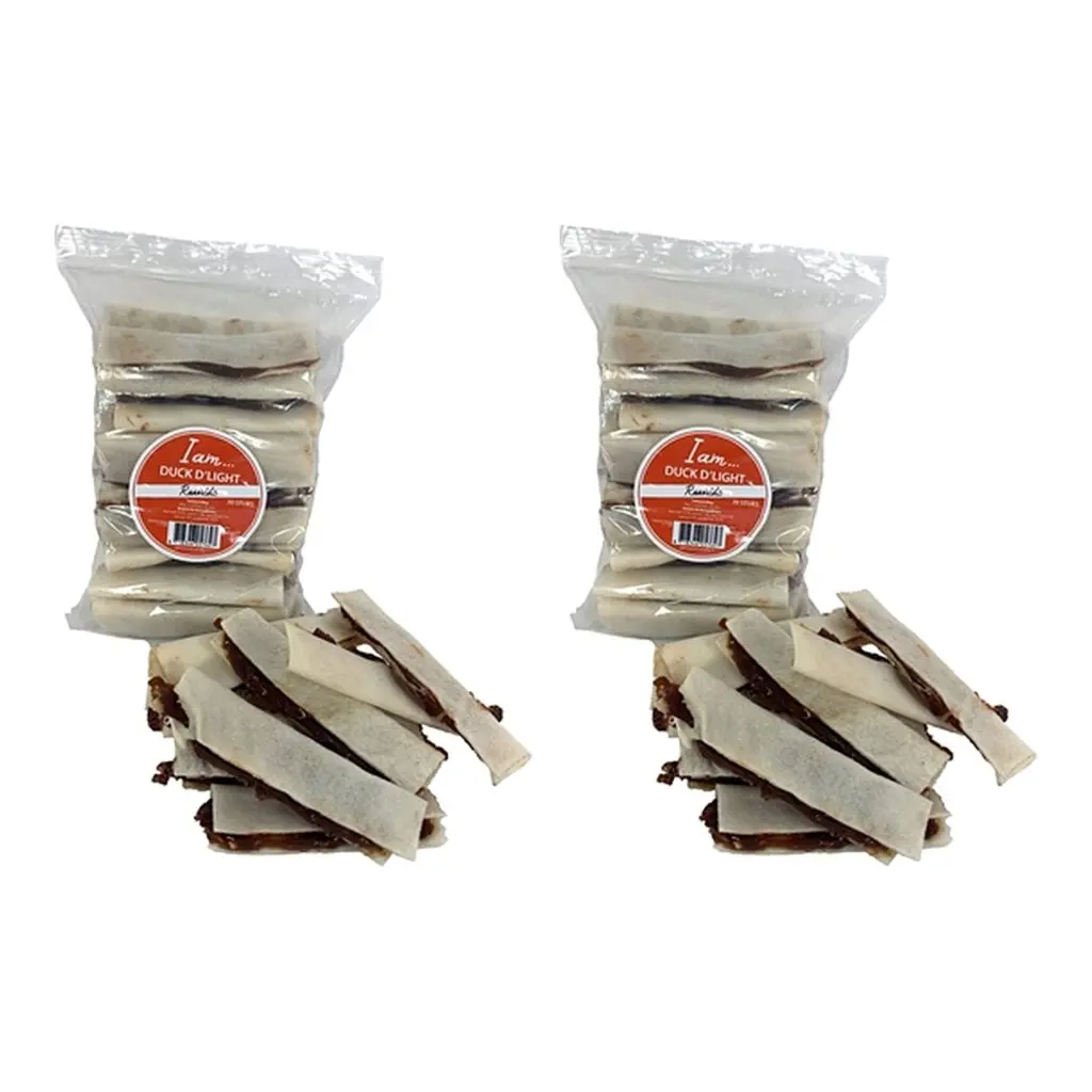 I Am Duck D'Light Rawhide hondensnack 30 stuks – 2 stuks, eend en runderhuid (multipack)
