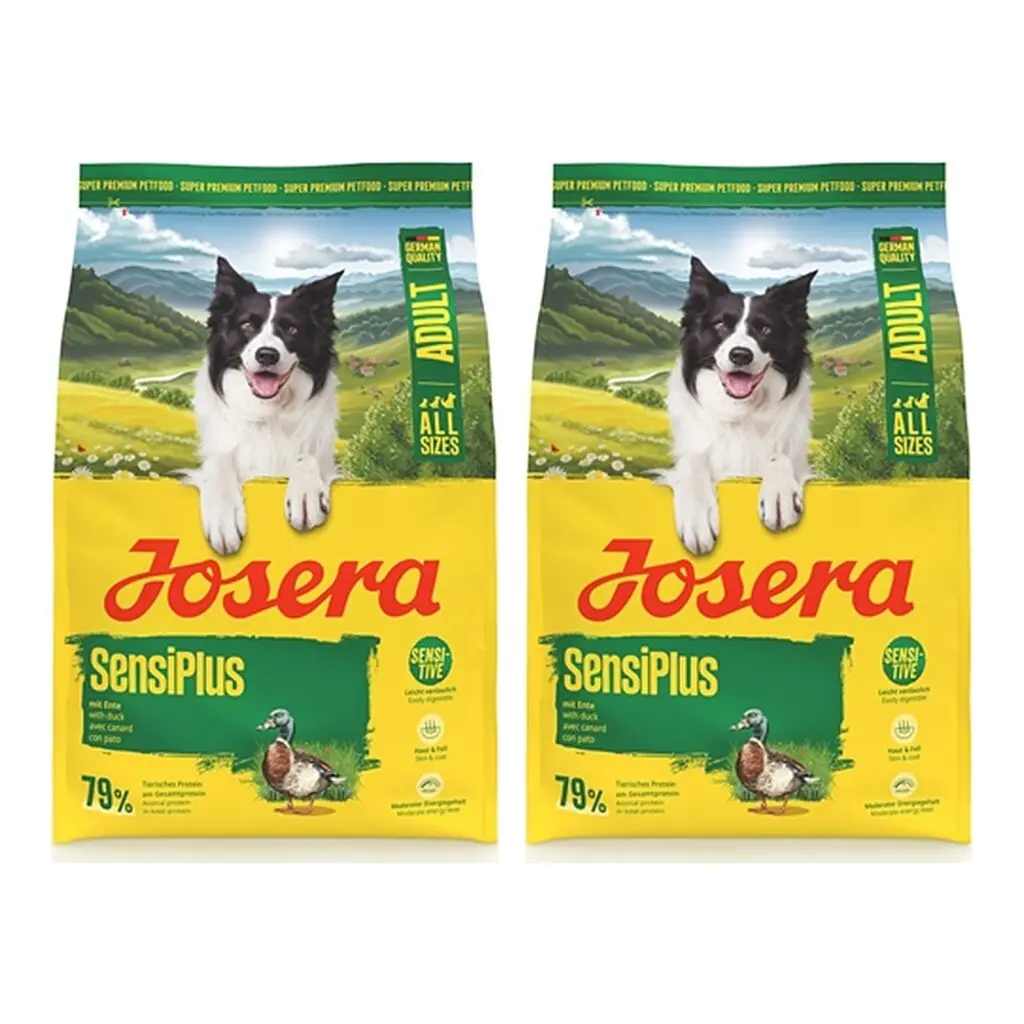 Josera hondenvoer Adult Sensiplus 3 kg – 2 stuks, eend en rijst, glutenvrij (multipack)