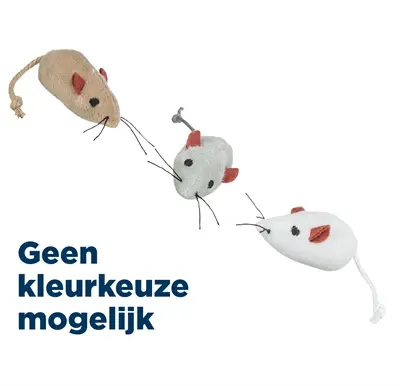 Trixie speelmuizen pluche met catnip assorti 5 cm, 24 stuks
