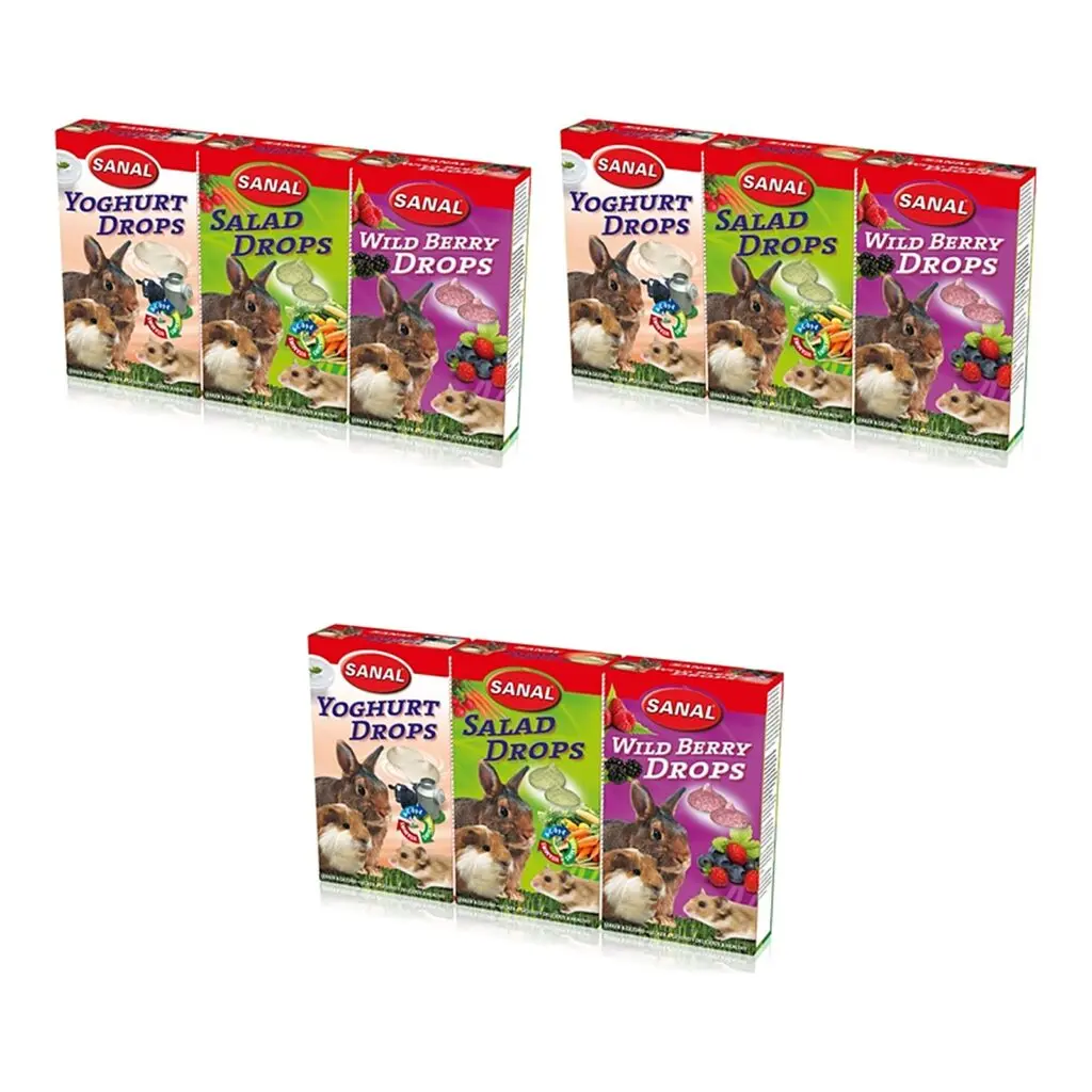 Sanal knaagdier drops groenten, bosvruchten, yoghurt – multipack 3 stuks