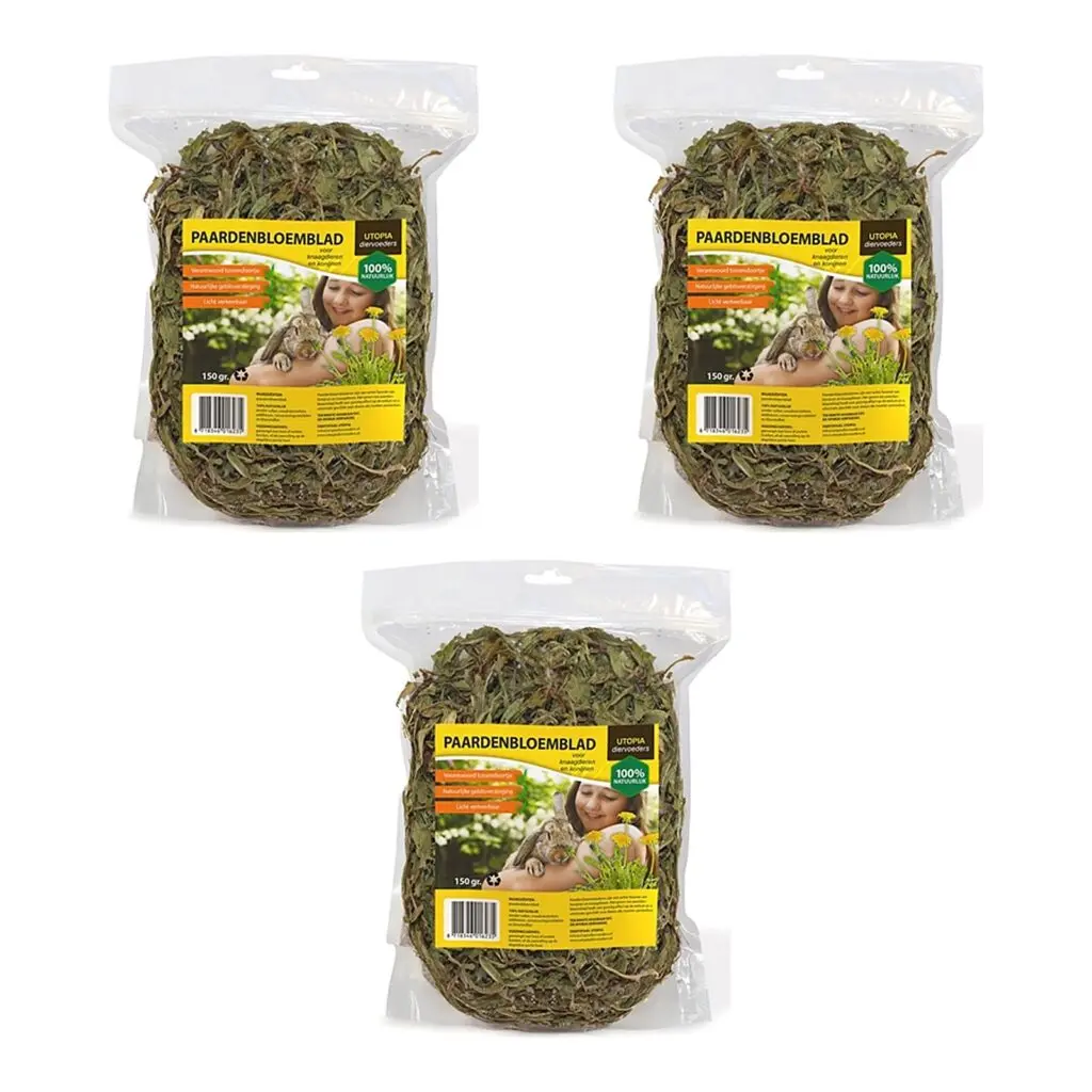 Utopia paardenbloemblad 150 g – gedroogd diervoeder – multipack 3 stuks