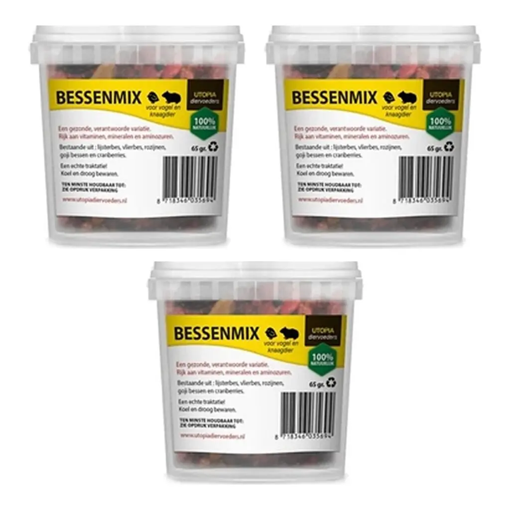 Utopia bessenmix knaagdierenvoer 65 g – met goji – multipack 3 stuks