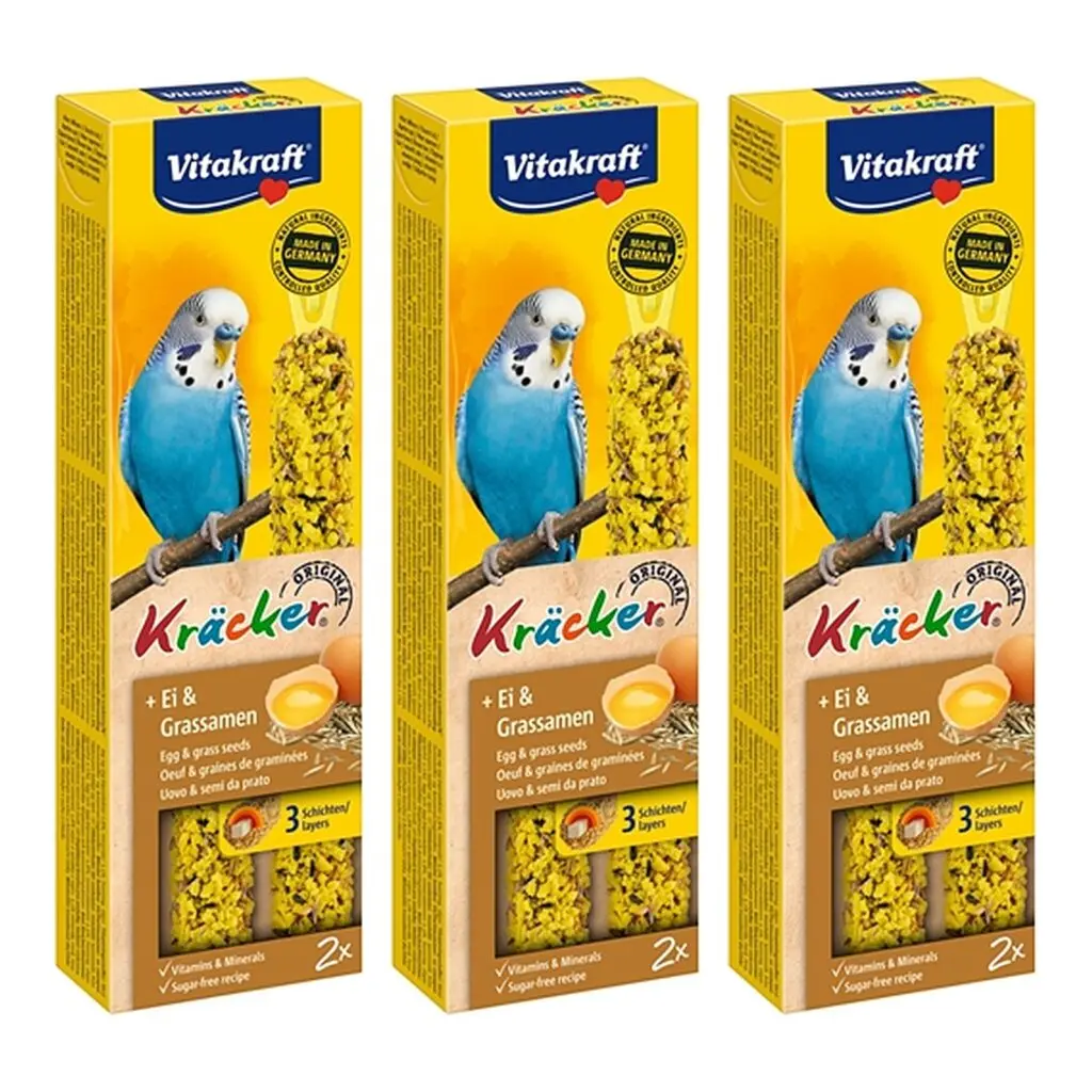 Vitakraft parkiet kracker ei 2 in 1 – multipack 3 x 2 stuks
