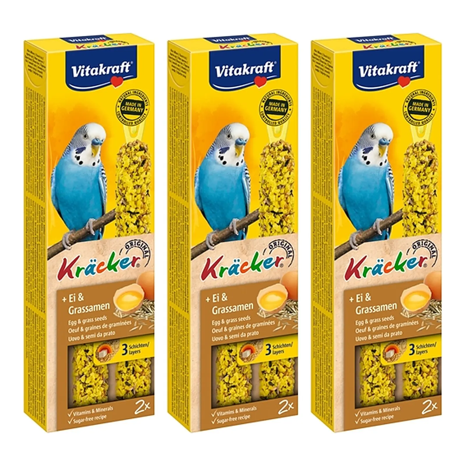 Vitakraft parkiet kracker ei 2 in 1 – multipack 3 x 2 stuks - Afbeelding 1