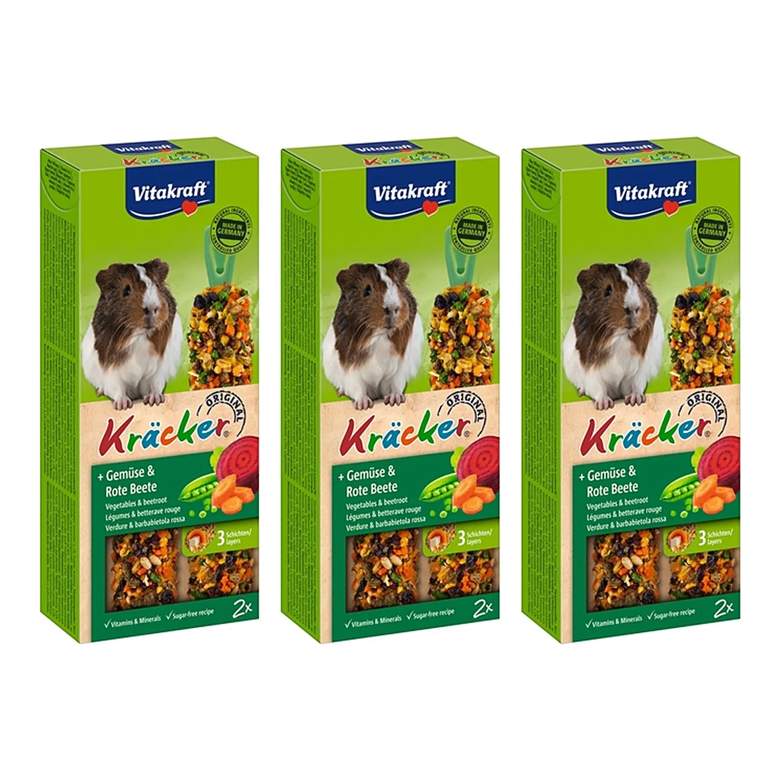 Vitakraft cavia kracker groente 2 in 1 – multipack 3 x 2 stuks - Afbeelding 1