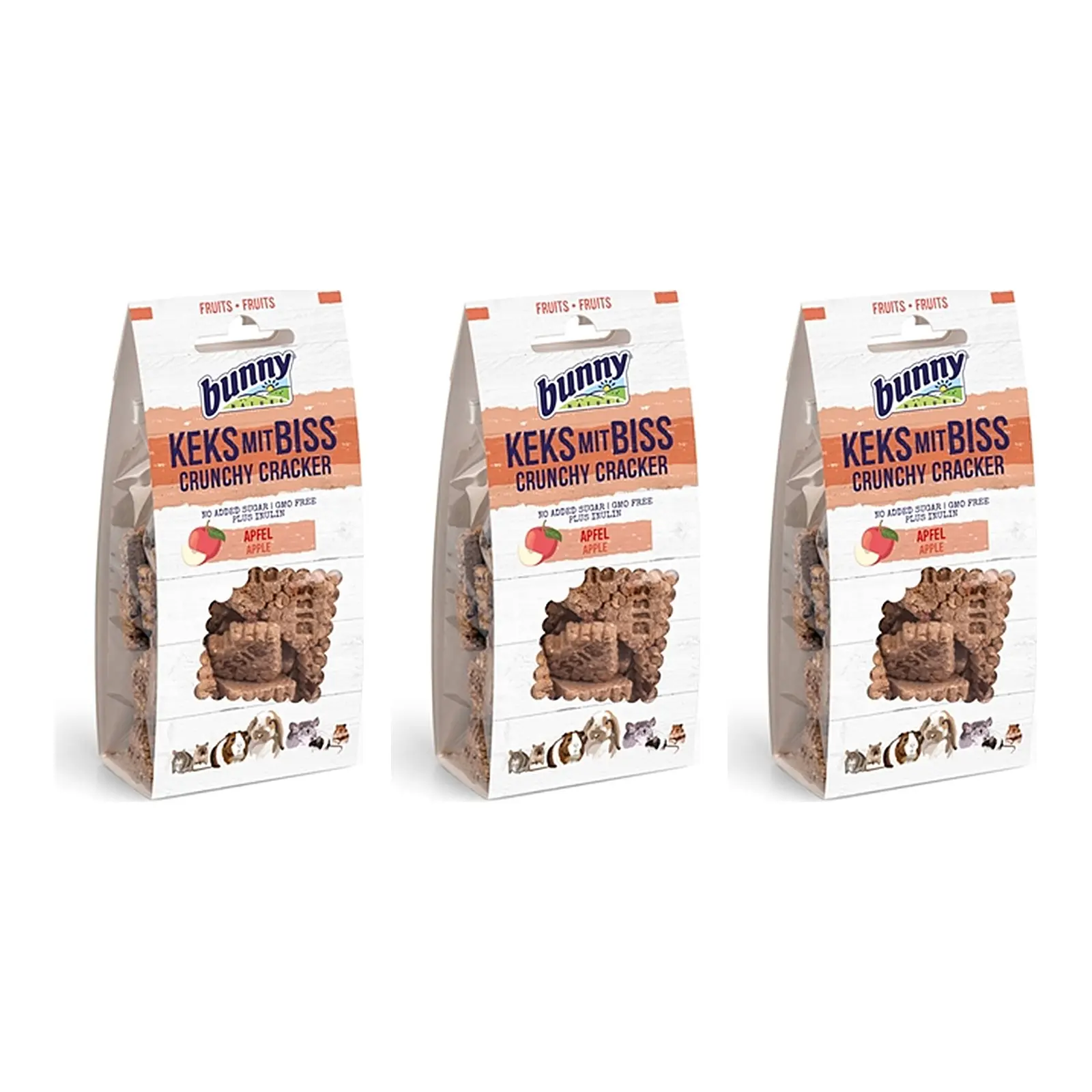 Bunny Nature Crunchy Cracker appel 50 g – multipack 3 stuks - Afbeelding 1