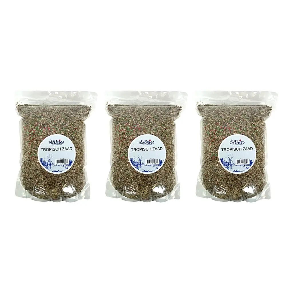 De Vries tropisch zaad 2,5 kg – 3 stuks, met fruitkorrels (multipack)