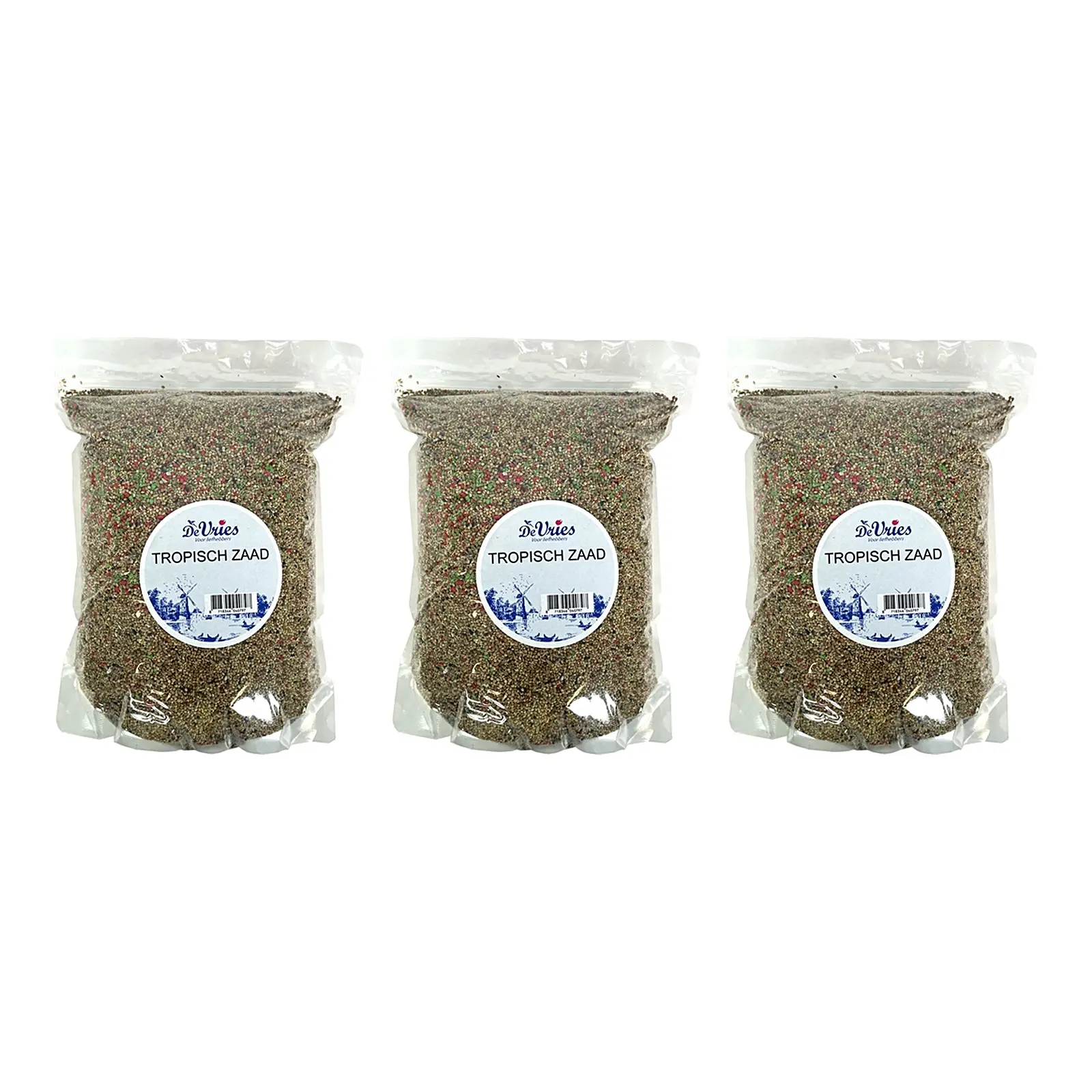 De Vries tropisch zaad 2,5 kg – 3 stuks, met fruitkorrels (multipack) - Afbeelding 1