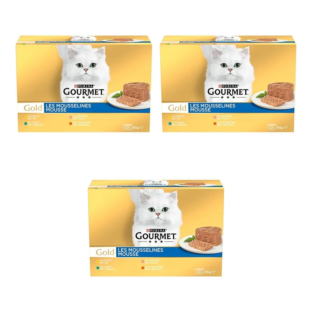 Gourmet Gold kattenvoer mousse kip 85 g – multipack 3 x 12 stuks
