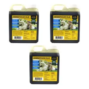 Hennepolie Hond - Utopia Hennepzaadolie Koudgeperst Omega 3-6 - 3 x 1 liter - Voordeelverpakking - Afbeelding 1