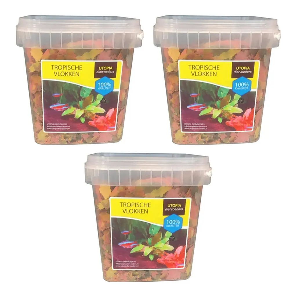 Utopia tropische vlokken visvoer 420 g – eiwitrijk, multipack 3 stuks