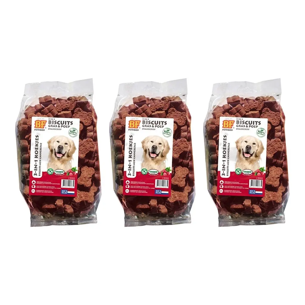 BF Petfood hondenkoekjes 3-in-1 cranberry 500 g – multipack 3 stuks