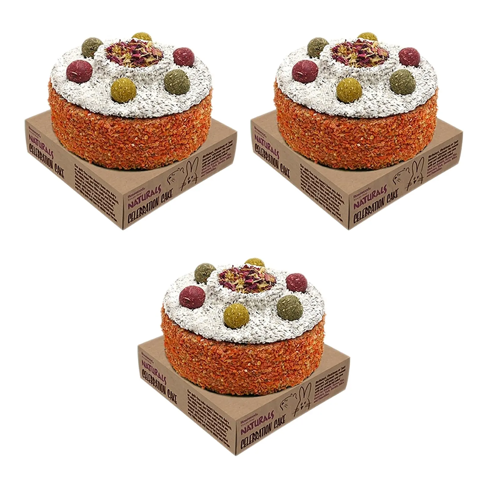 Rosewood verjaardagstaart konijn 13 x 13 x 10 cm – multipack 3 stuks - Afbeelding 1