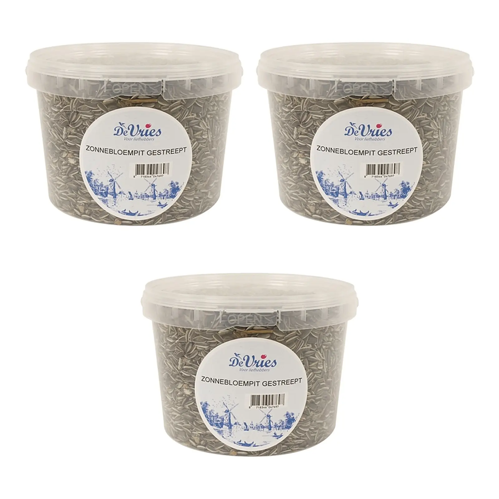 De Vries zonnebloempitten gestreept 1,3 kg – multipack 3 stuks - Afbeelding 1