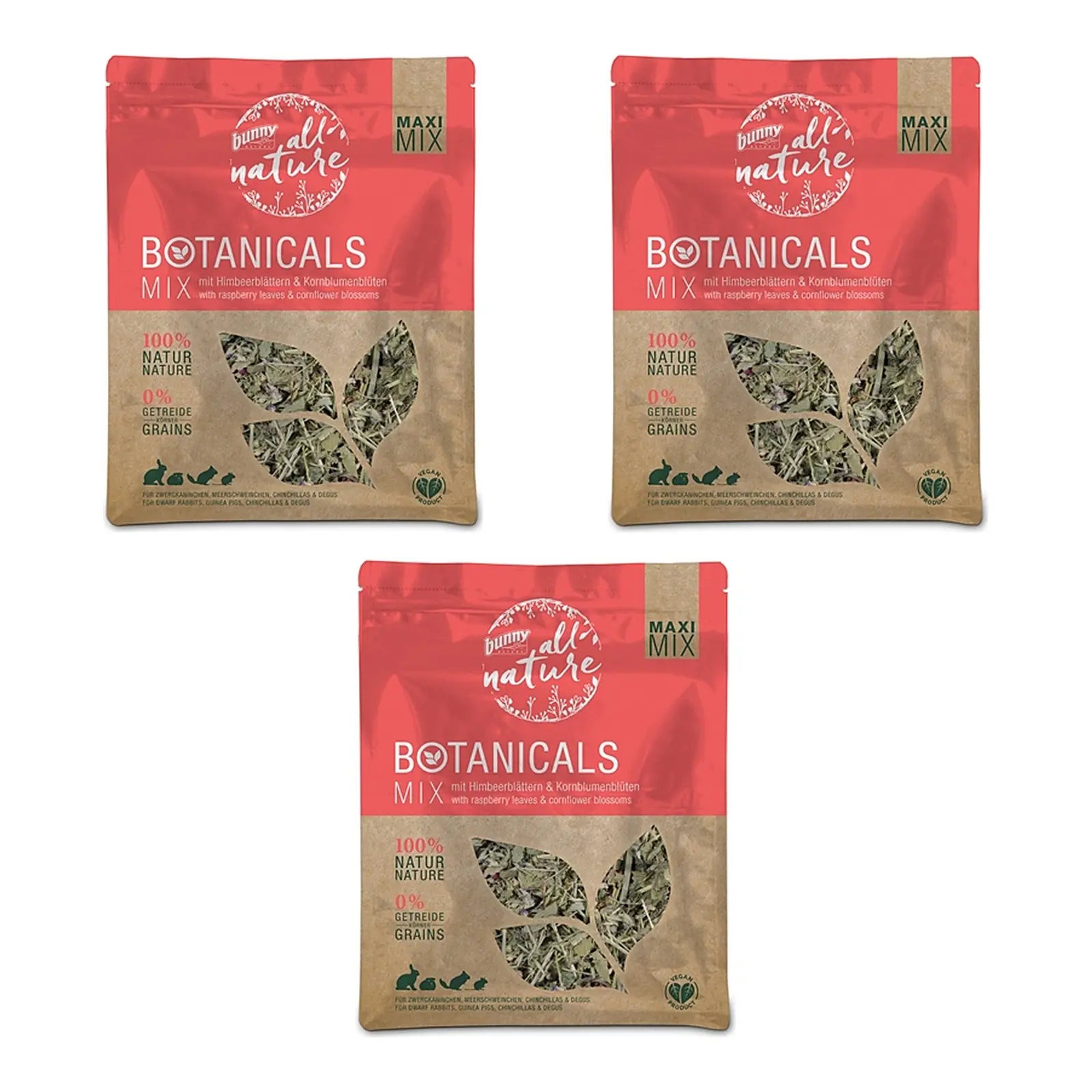 Bunny Nature Botanicals Maxi Mix frambozenblad 400 g – multipack 3 stuks - Afbeelding 1