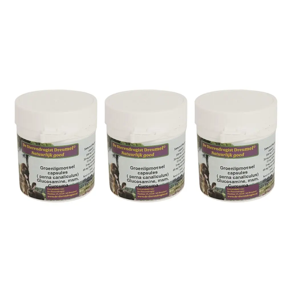 Dierendrogist groenlipmossel met glucosamine, MSM en curcuma 50 stuks – 3 stuks (multipack)