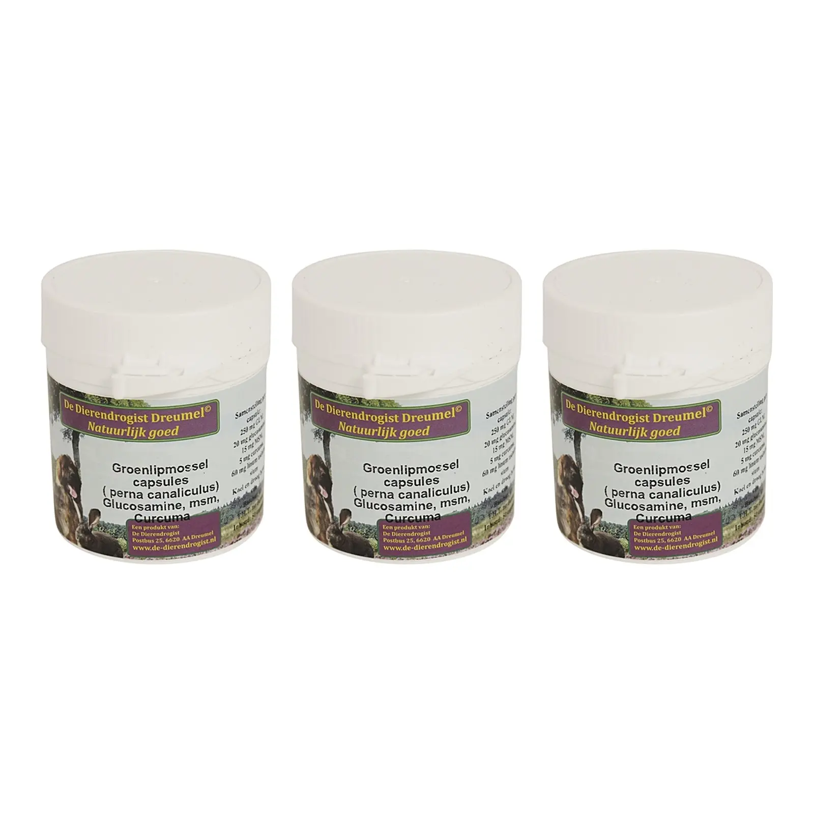 Dierendrogist groenlipmossel met glucosamine, MSM en curcuma 50 stuks – 3 stuks (multipack) - Afbeelding 1