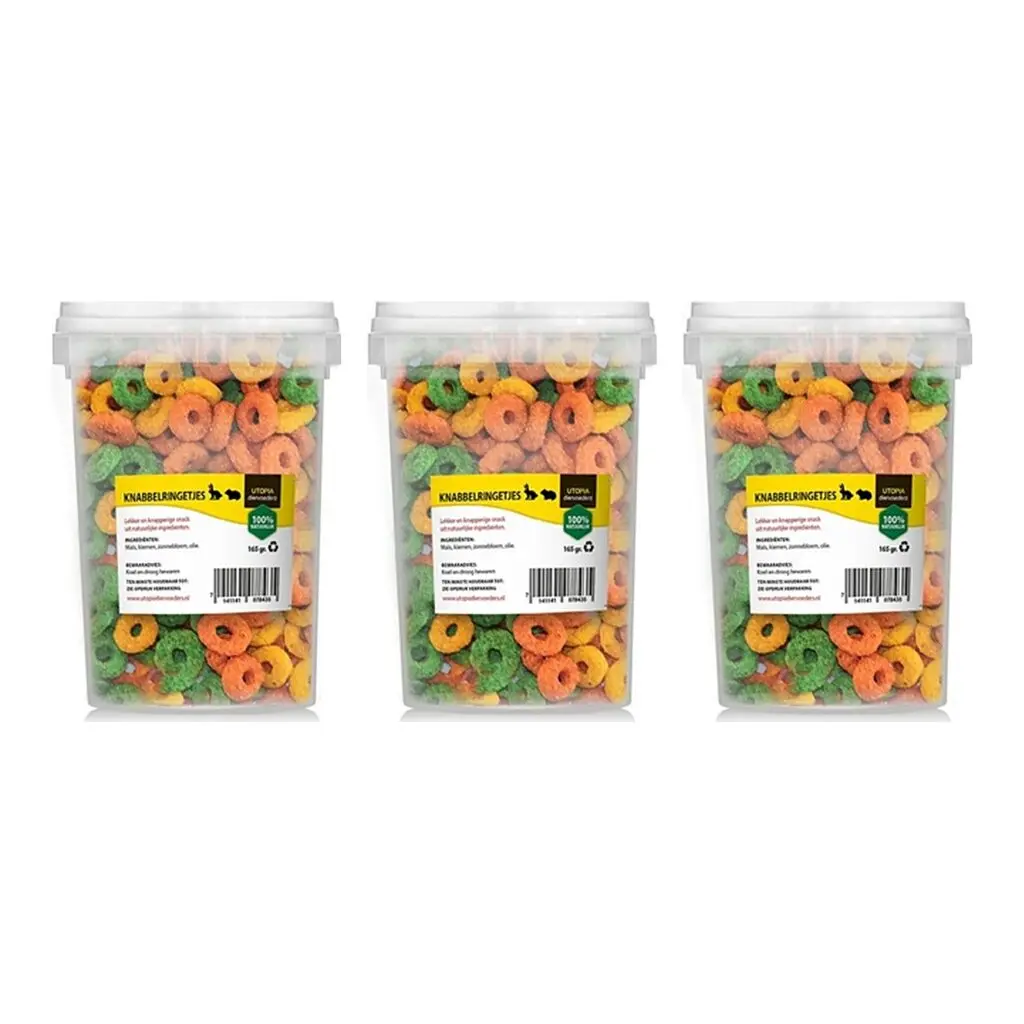 Utopia knabbelringetjes knaagdieren 165 g – plantaardig, multipack 3 stuks