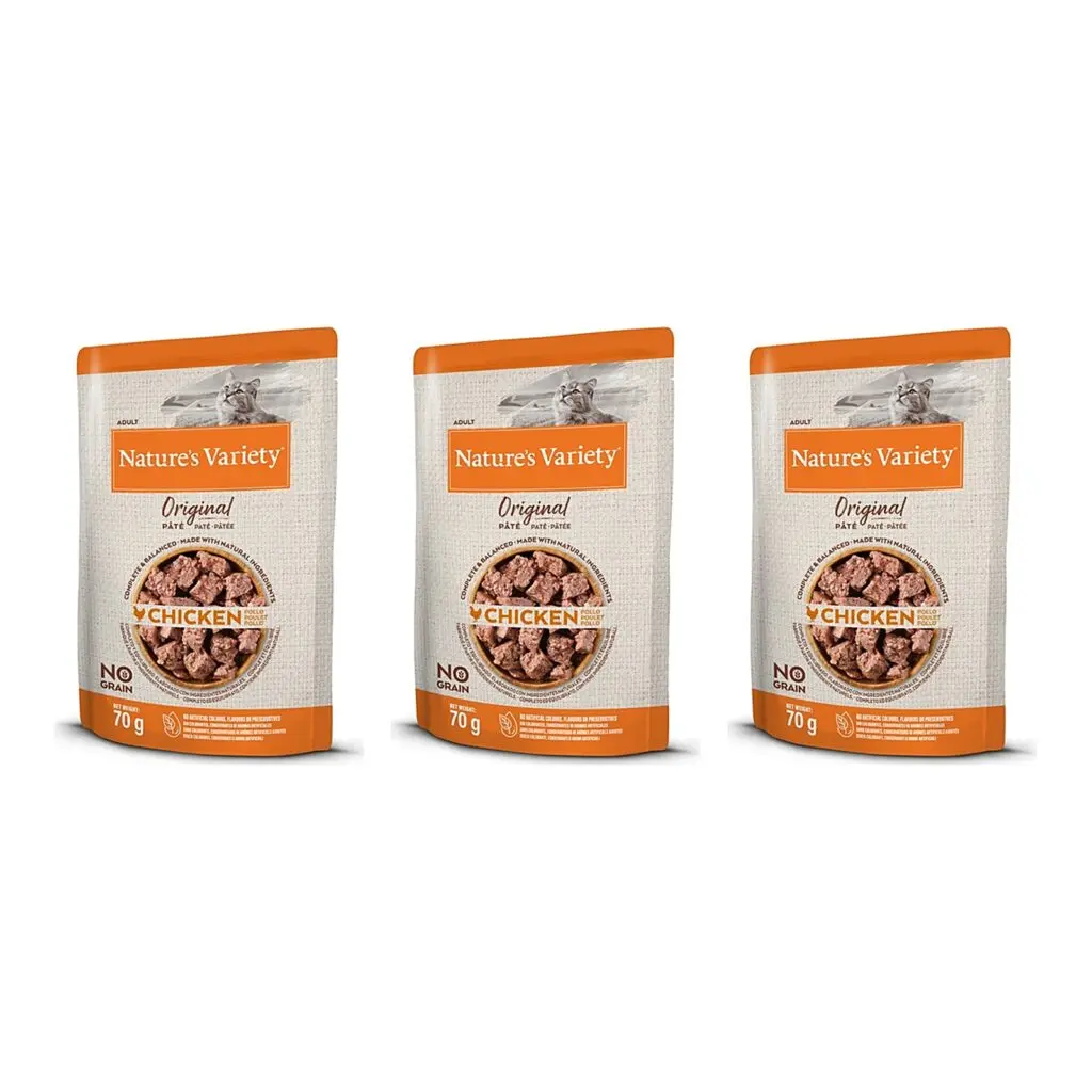 Nature's Variety natvoer kat kip 12 x 70 g – graanvrij, multipack 3 stuks