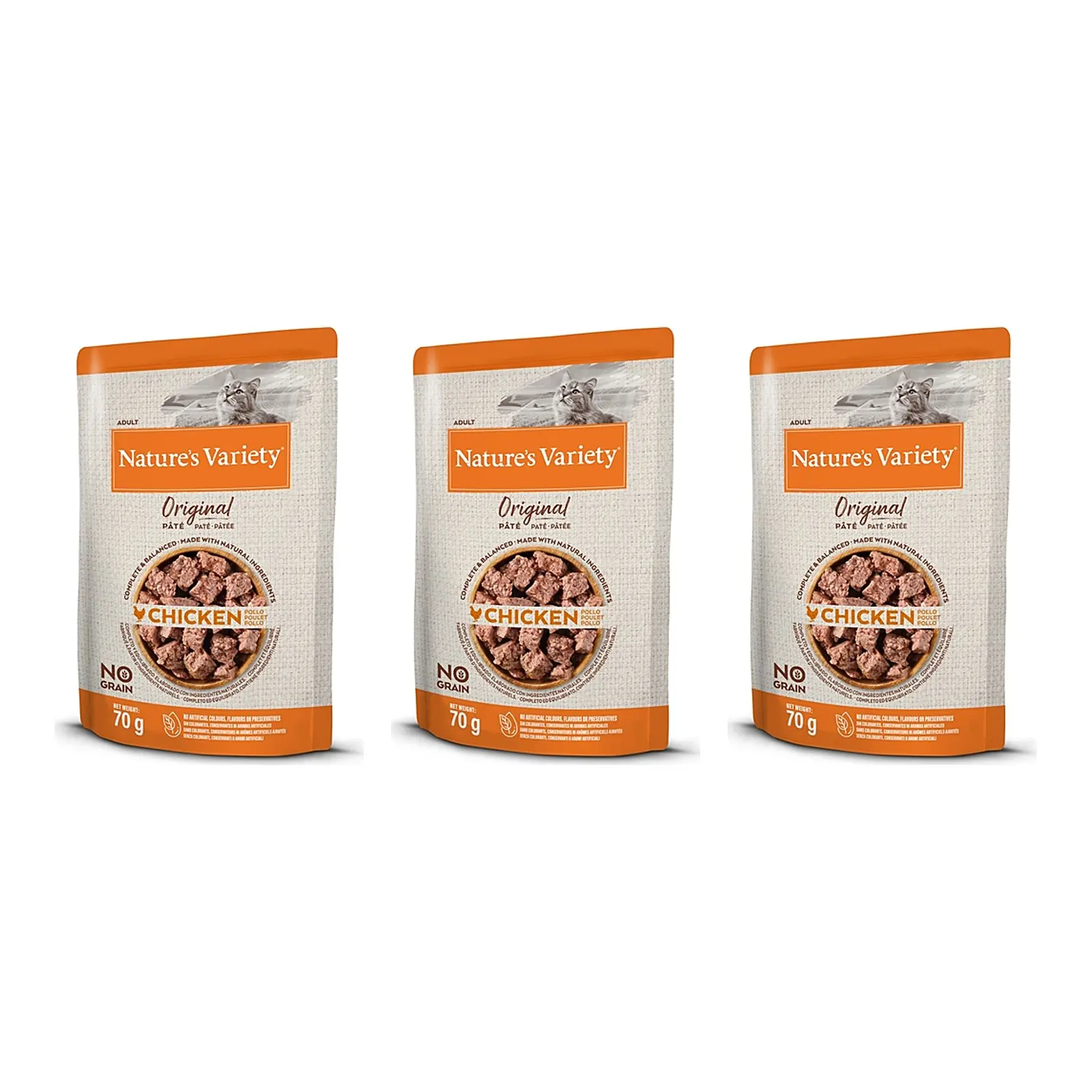 Nature's Variety natvoer kat kip 12 x 70 g – graanvrij, multipack 3 stuks - Afbeelding 1