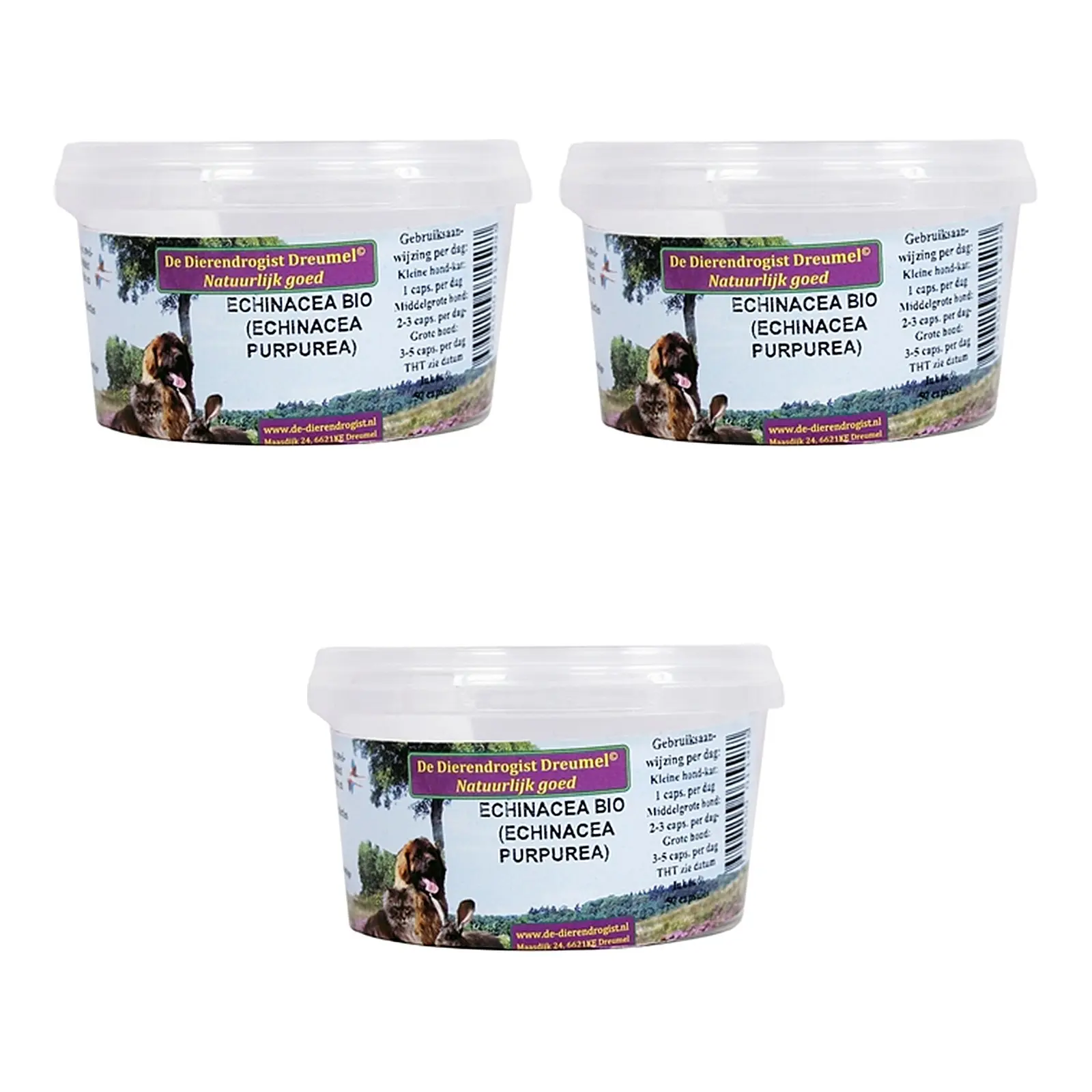 Dierendrogist echinacea bio capsules 50 stuks – 3 stuks, honden en katten (multipack) - Afbeelding 1