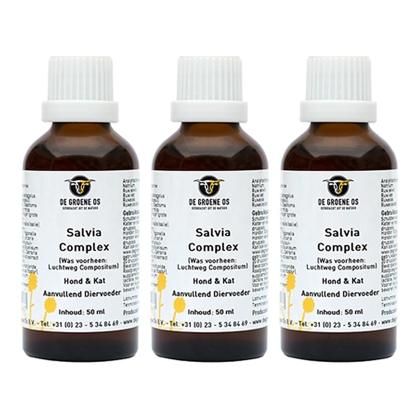 De Groene Os Salvia Complex 50 ml – 3 stuks, luchtwegen, hond en kat (multipack) - Afbeelding 1