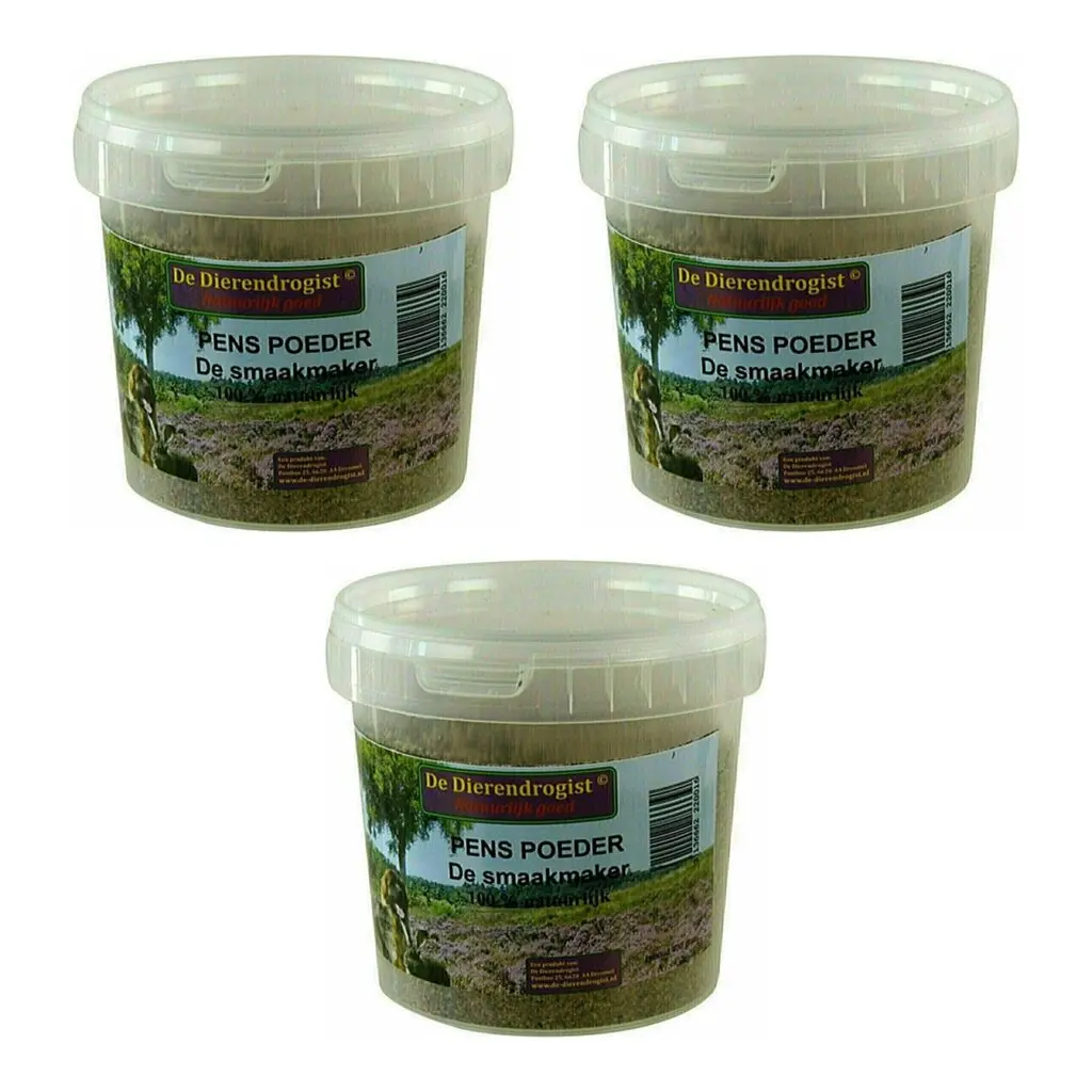Dierendrogist gemalen penspoeder 400 g – 3 stuks, natuurlijke smaakmaker hond (multipack)