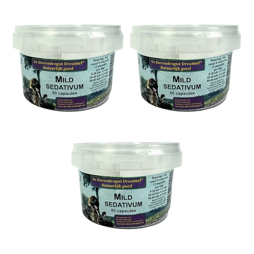 Dierendrogist mild sedativum capsules 60 stuks – 3 stuks, kalmerend, hond (multipack)
