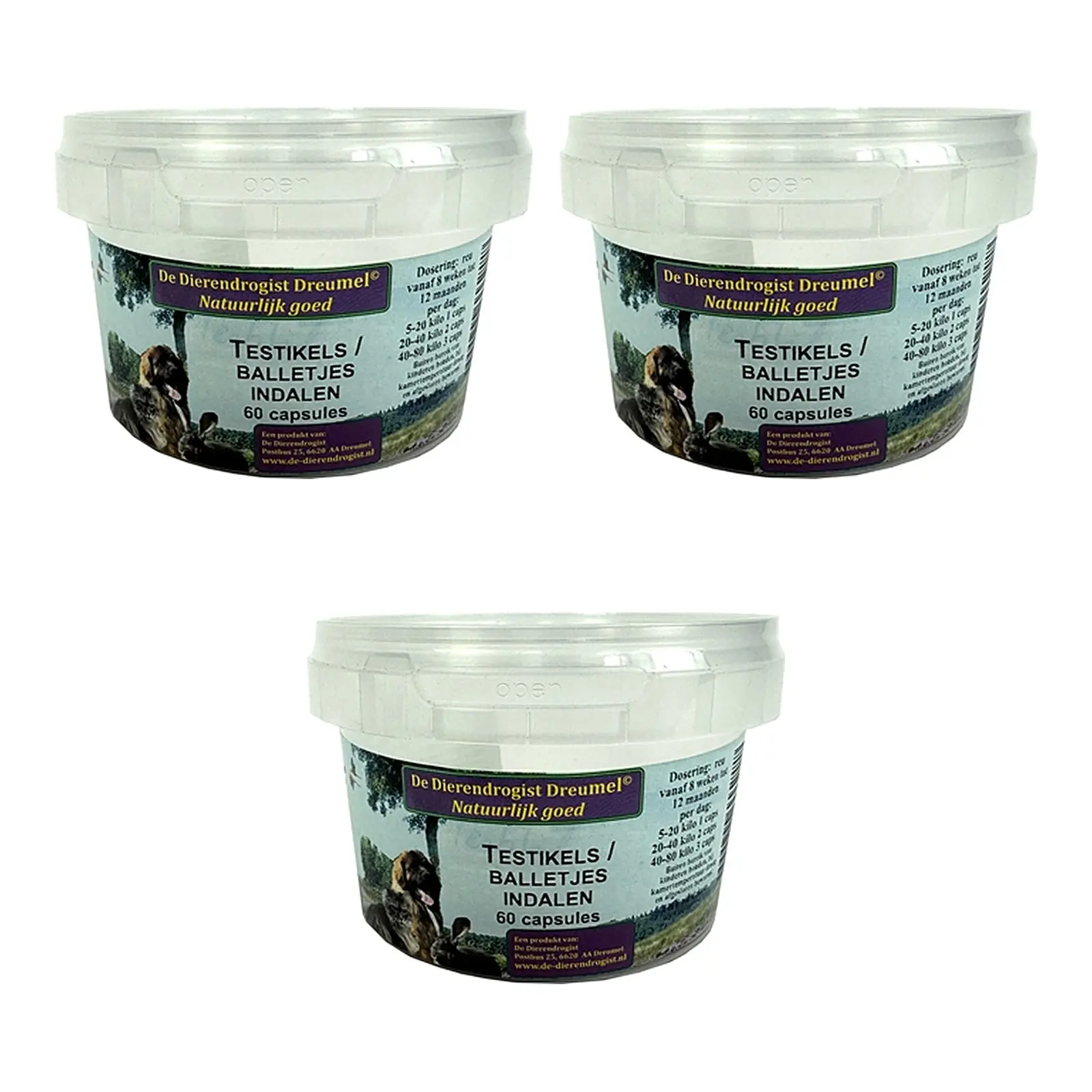 Dierendrogist Testikels Indalen 60 capsules – 3 stuks, supplement voor reuen (multipack) - Afbeelding 1