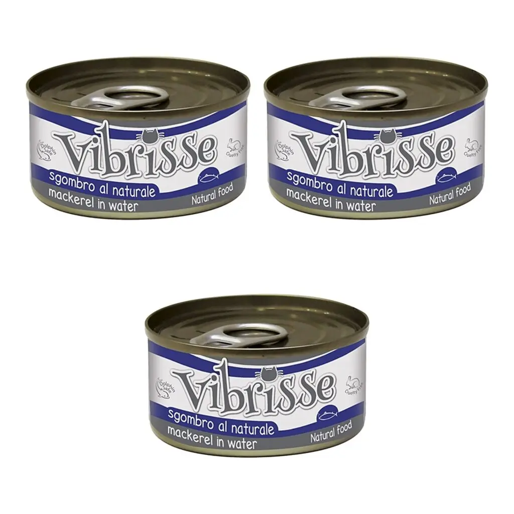 Vibrisse kattenvoer makreel 70 g – 3 stuks, aanvullend natvoer, rijk aan vocht (multipack)