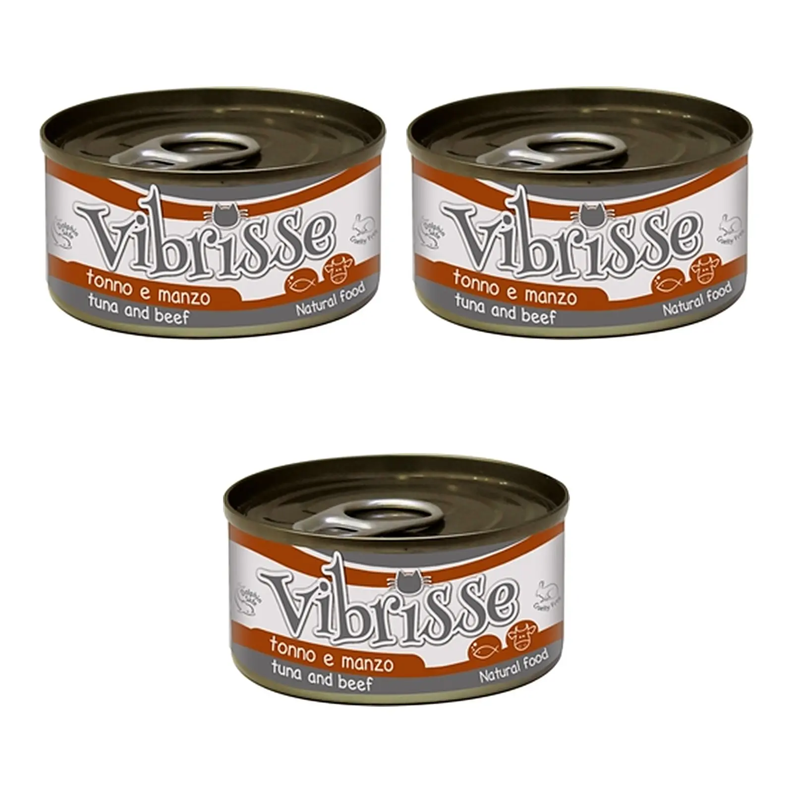 Vibrisse Cat Tonijn Rund 24x70gr - Natvoer Kat – 3 stuks (multipack) - Afbeelding 1