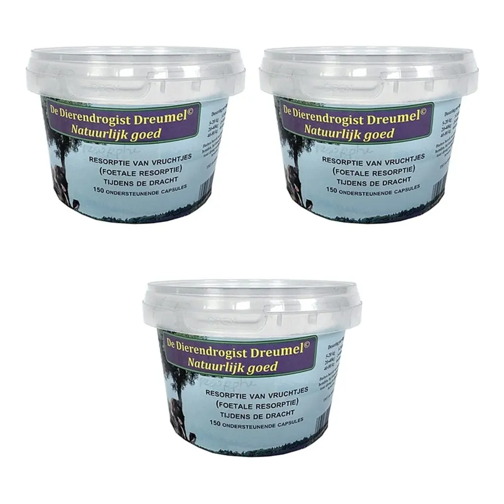 Dierendrogist resorptie van vruchtjes capsules 150 stuks – 3 stuks, voor teven (multipack)