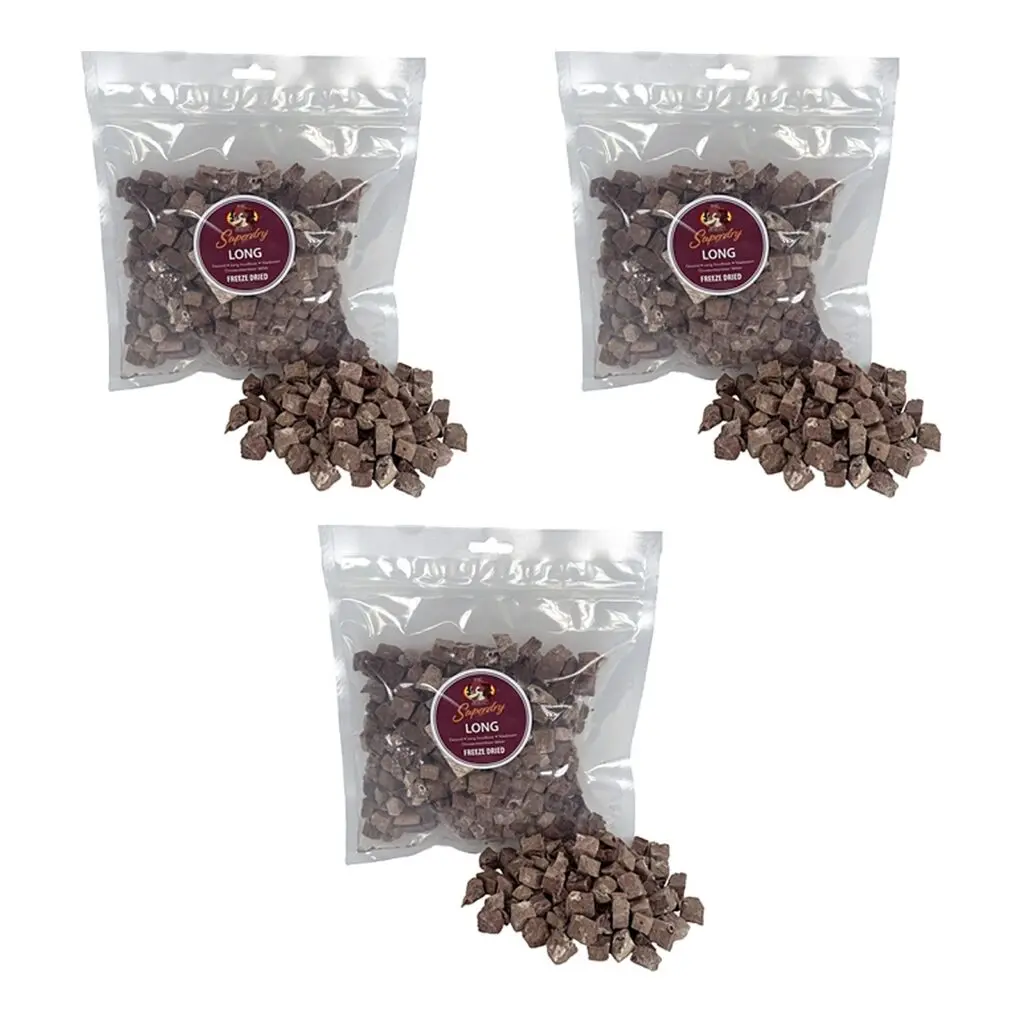 Petsnack Superdry long 100 g – 3 stuks, gevriesdroogde runderlong (multipack)