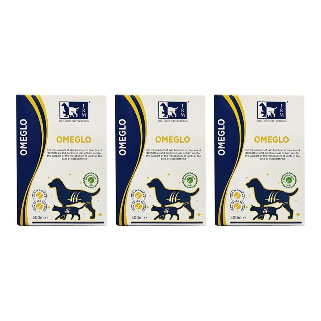 TRM Omeglo 500 ml – 3 stuks, omega 3-olie voor honden en katten (multipack)