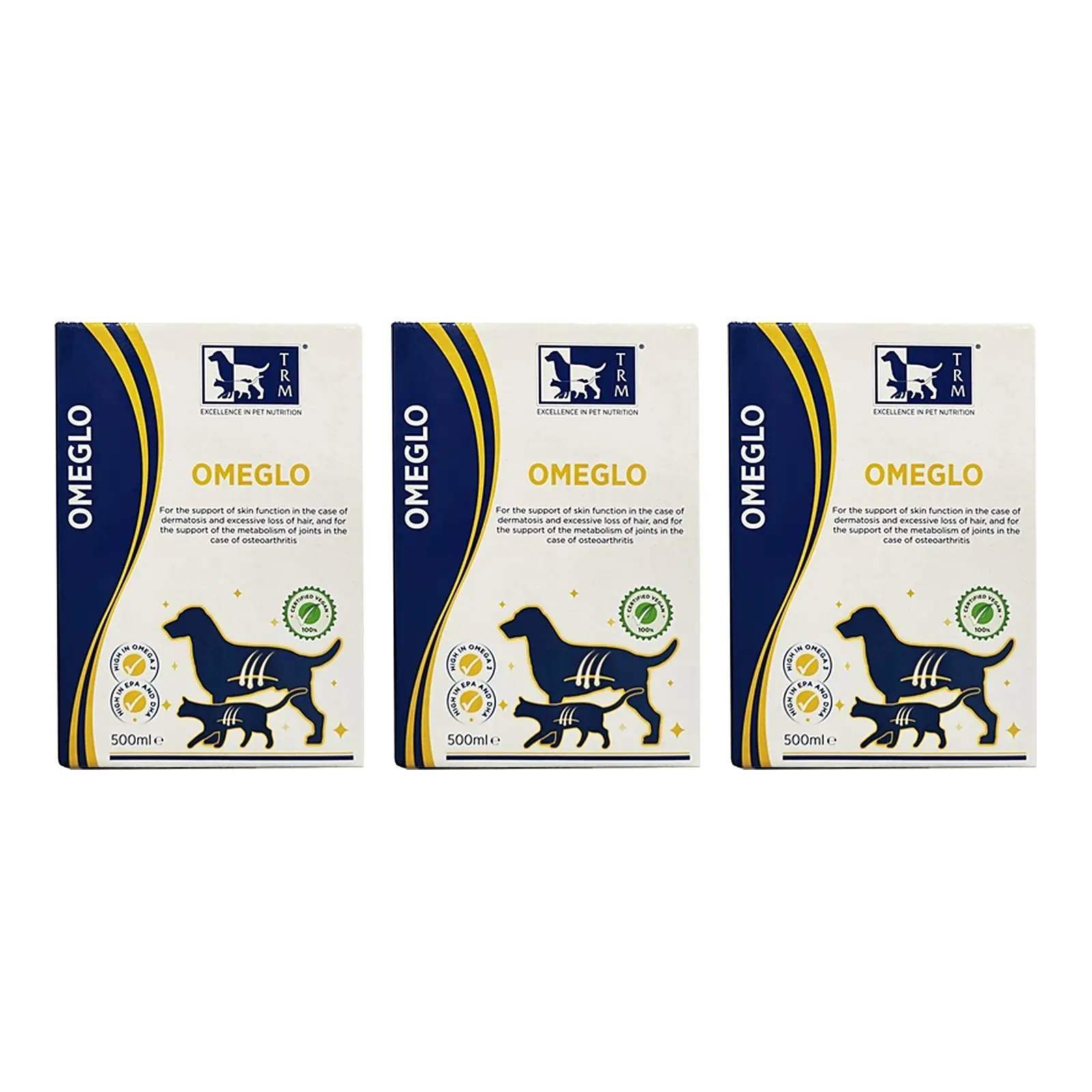 TRM Omeglo 500 ml – 3 stuks, omega 3-olie voor honden en katten (multipack) - Afbeelding 1
