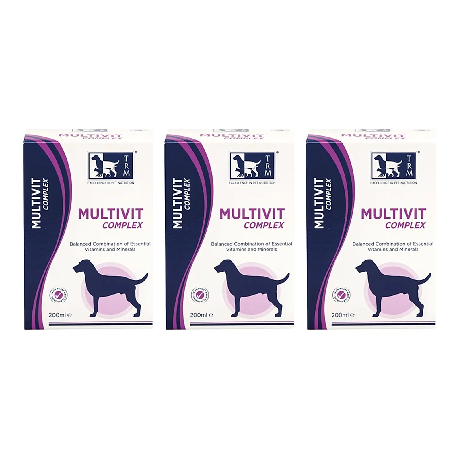 TRM Multivit Complex 200 ml – 3 stuks, vitaminen en mineralen voor honden (multipack) - Afbeelding 1