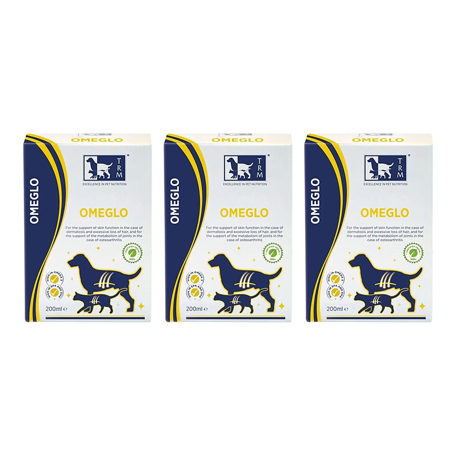 TRM Omeglo 200 ml – 3 stuks, omega 3-olie voor honden en katten (multipack) - Afbeelding 1
