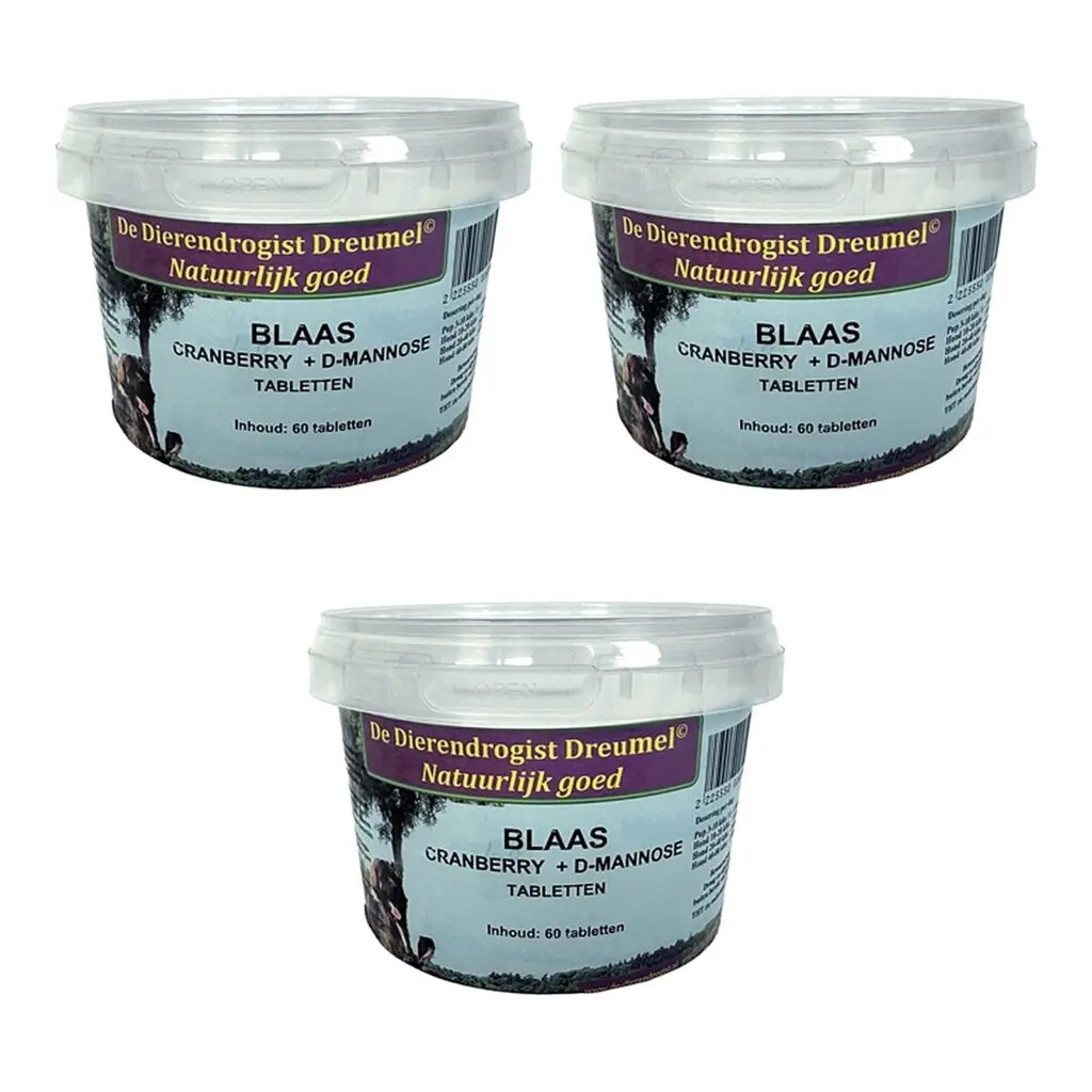 Dierendrogist blaas cranberry + D-mannose 60 stuks – 3 stuks, voor honden (multipack)